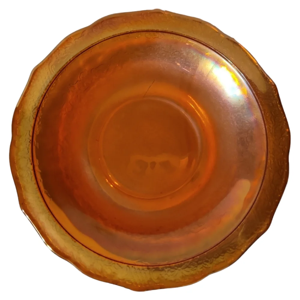 Federal Normandie Lattice & Daisy Sunburst Depression Glass Tea Cup Saucer 1934 - Picture 10 of 13